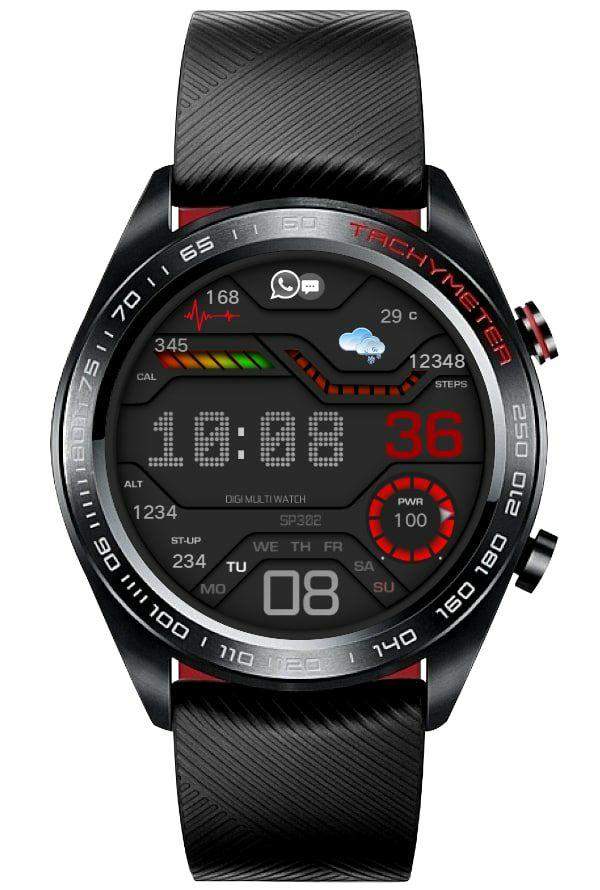 Black red digital watch face theme 42mm