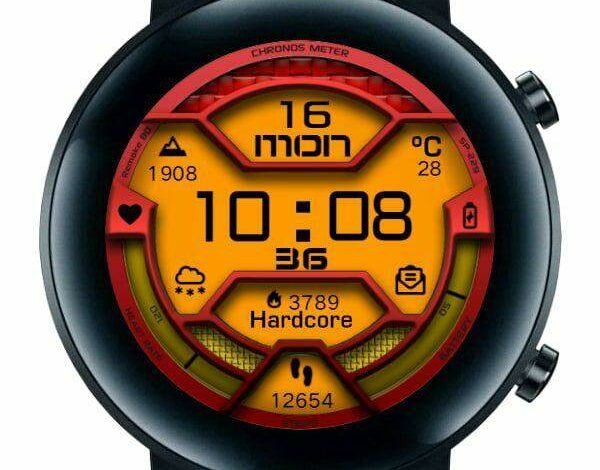 Orange digital watch face for 42mm