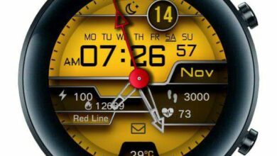 Yellow digital watch face for 42mm
