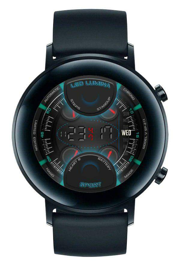 LED Lumina blue digital watch face for 42mm