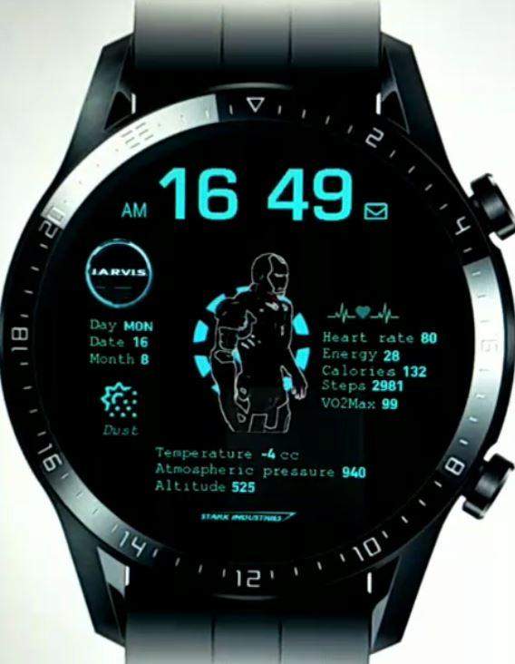 Animated Jarvis digital watch face