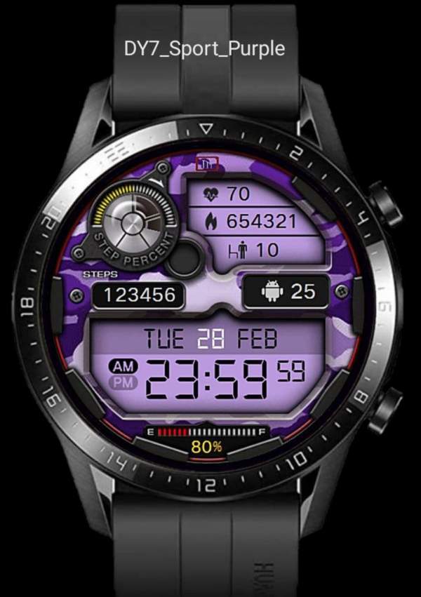Purple digital Watch face