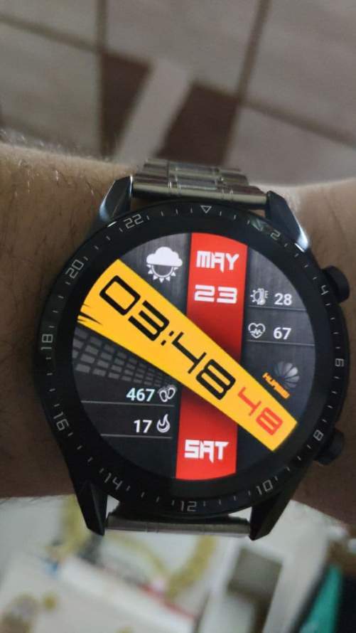 Red plus Yellow digital watch face