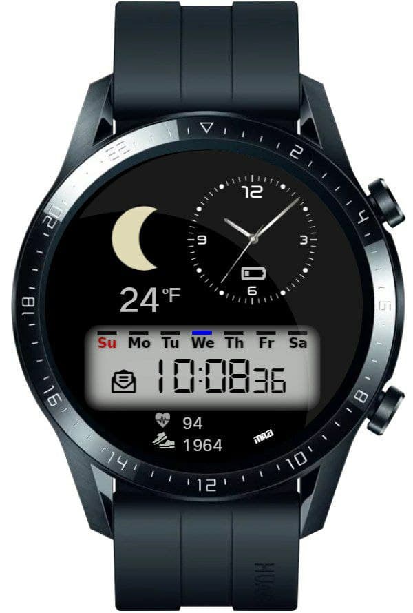 Black LCD hybrid watch face