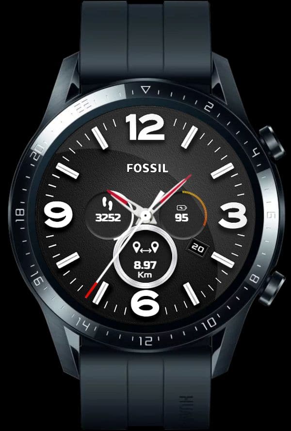 Fossil pure black realistic watch face