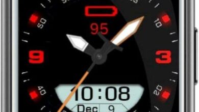 Red LCD hybrid watch face