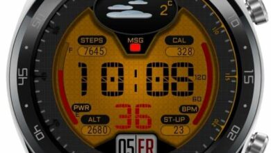 Orange digital watch face