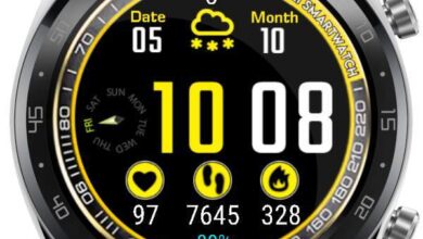 Beautiful yellow digital watch face
