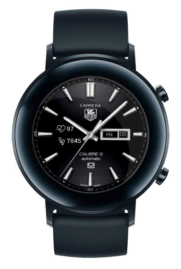 Carrera tag heuer Darkest Black 42mm watch face