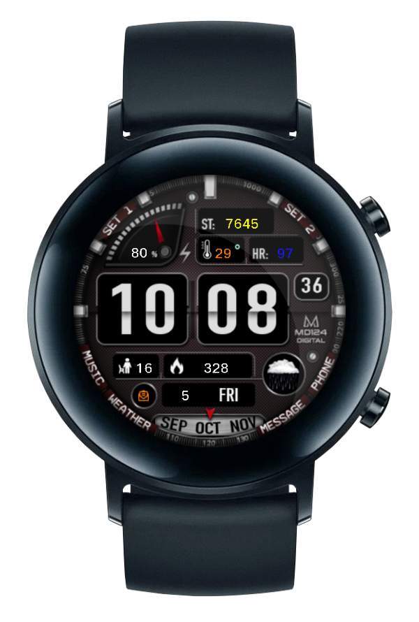 Multi-functional digital watch face for 42mm