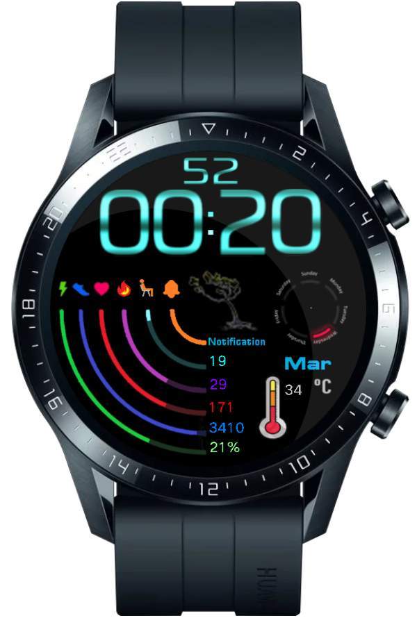 Animated goal oriented digital watch face