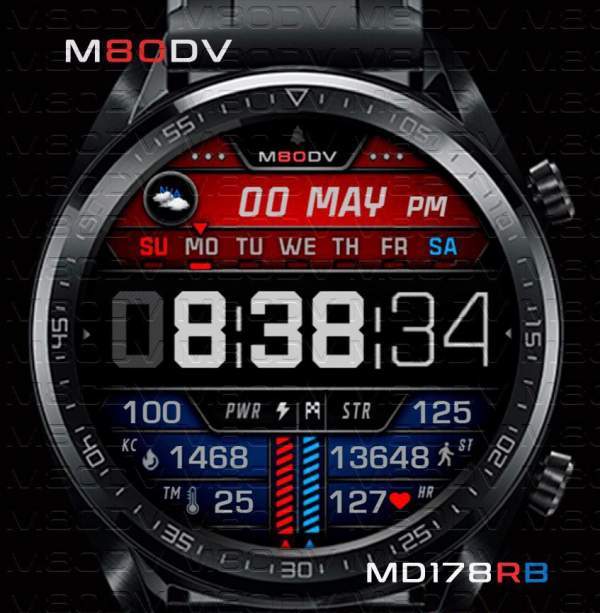 Red digital watch face