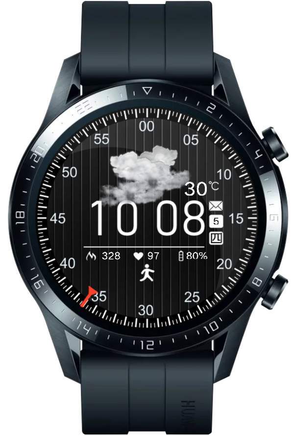 Big Weather dark black digital watch face
