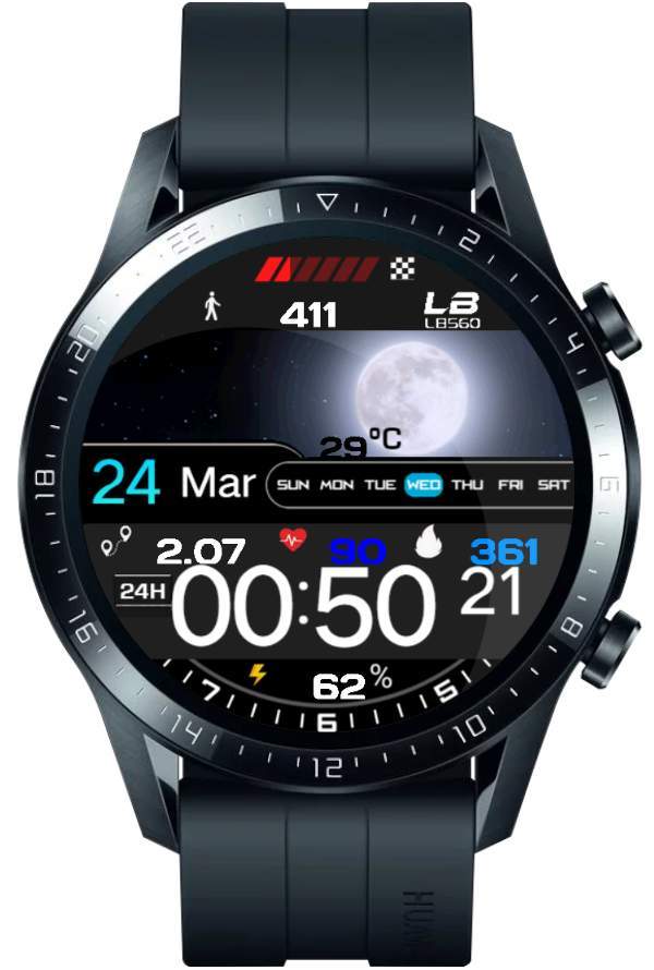 Big weather realistic icons digital watch face