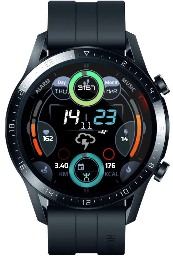 Fitness freak digital watch face with all shortcuts working