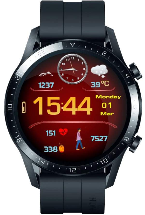 Red Hybrid animated Watch Face