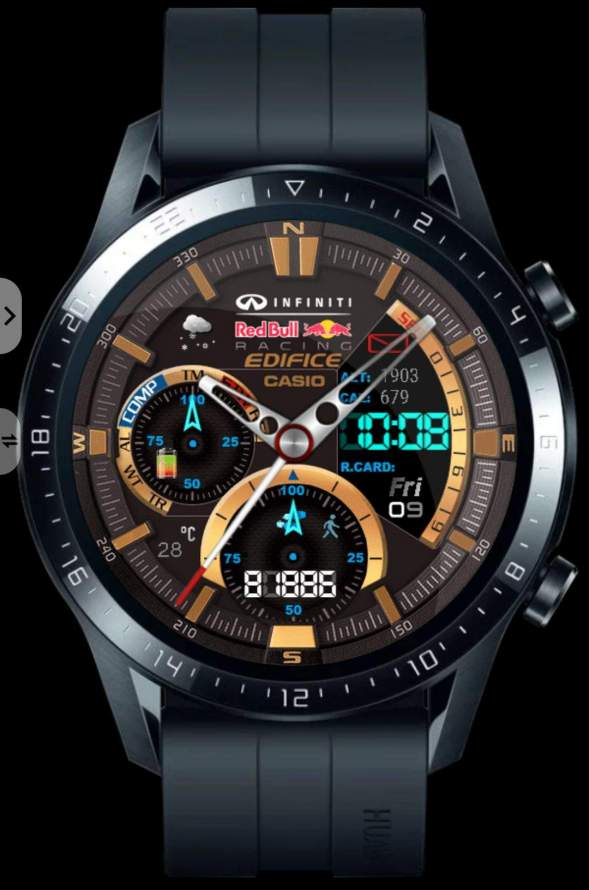 RedBull edifice racing casio watch face for 42mm