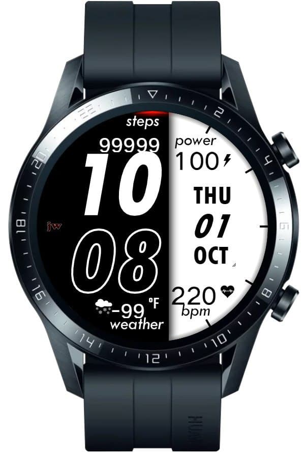 Black and White digital watch face