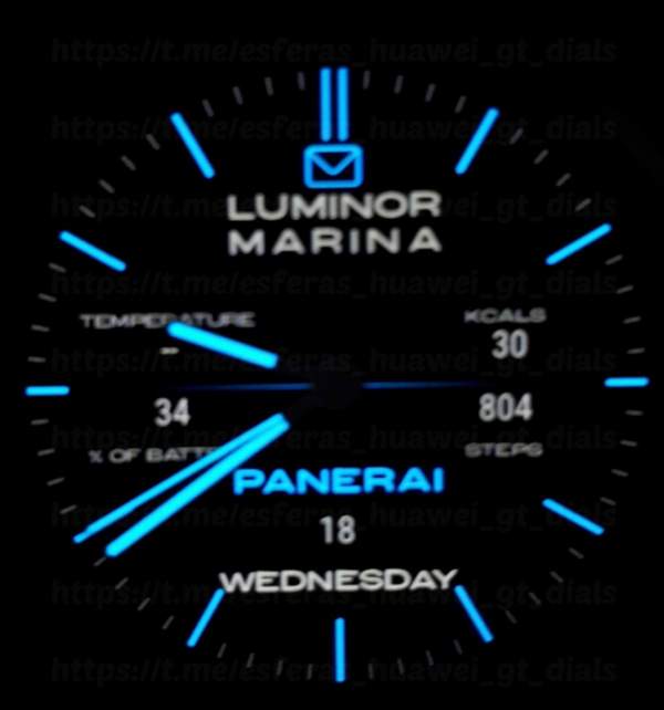 Panerai Blue version hybrid watch face with correct day