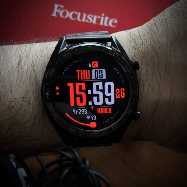 Red and Black digital watch face