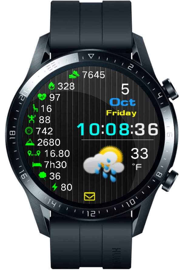 Digital watch with all data of watch face... Big fonts Easily readable