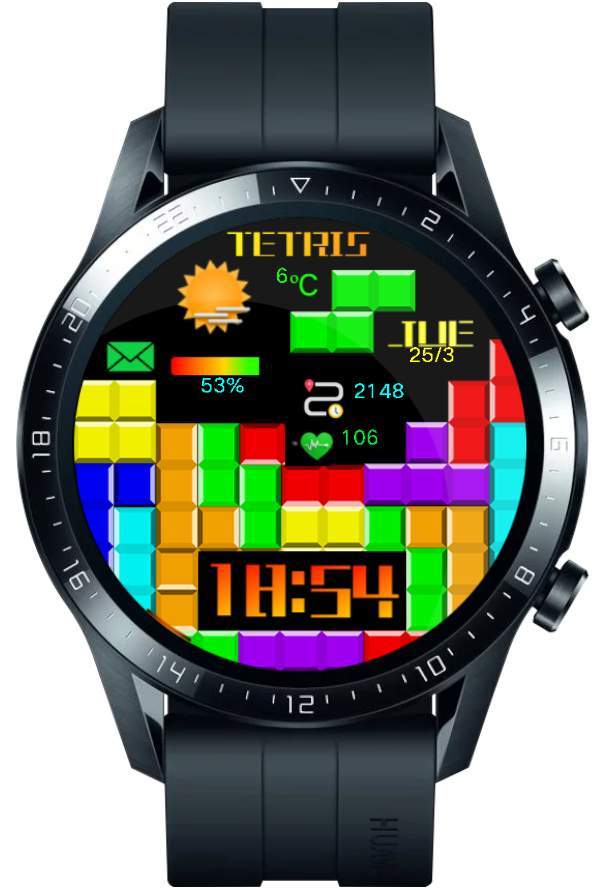 Tetris game colorful watch face theme