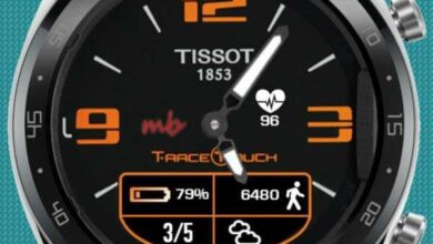 Tissot orange hybrid watch face