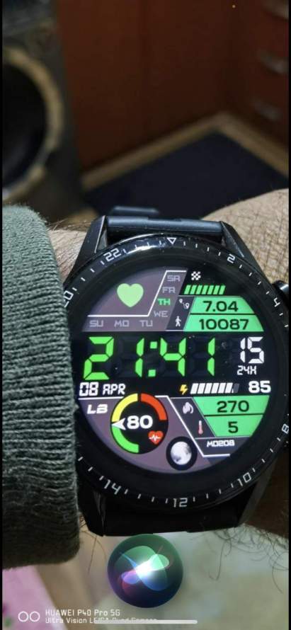 Green digital watch face