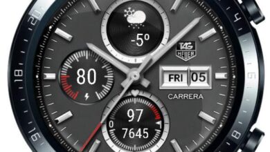 Carrera tag heuer grey realistic watch face with shortcuts and beautiful notification icon