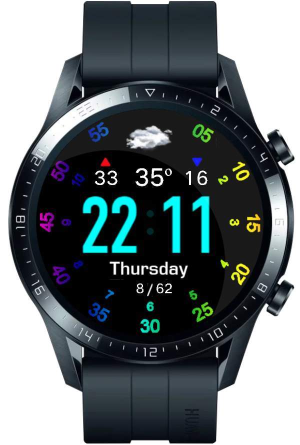 Color changing digital watch face