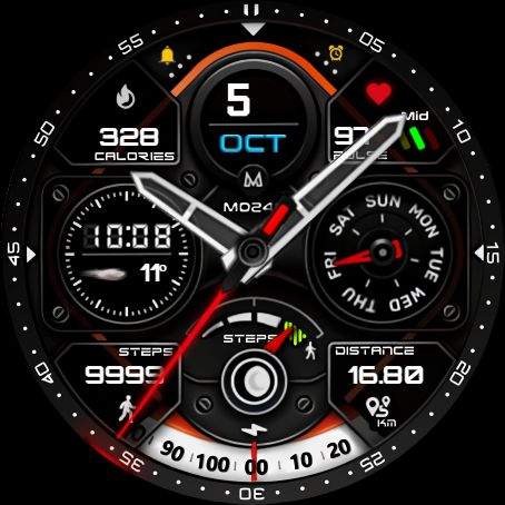 Hybrid watch face with shortcuts