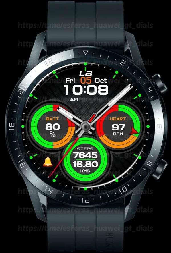 Green hybrid watch face