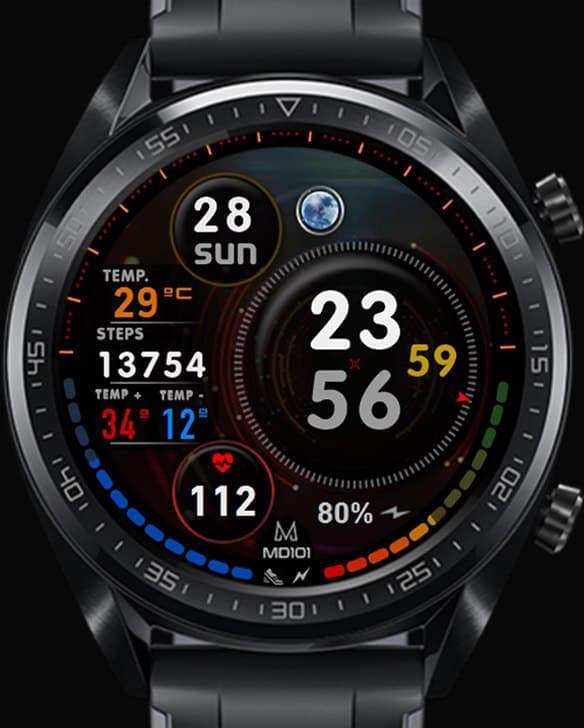 Colorful digital watch with big fonts