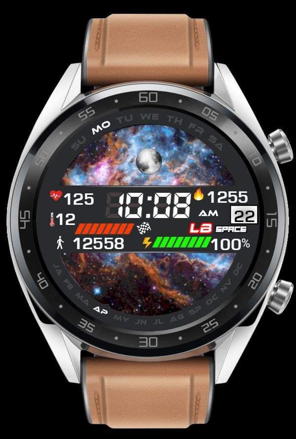 Space digital watch face