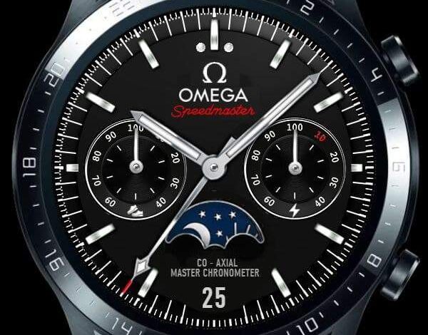 Omega Speedmaster watch face with Moon phase
