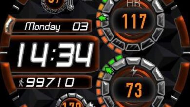 Orange circle digital watch face