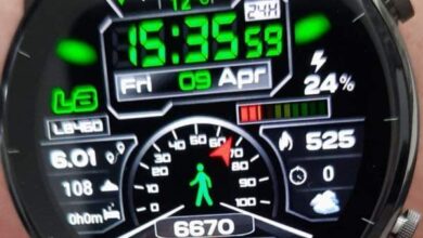 Green lustrous digital watch face theme