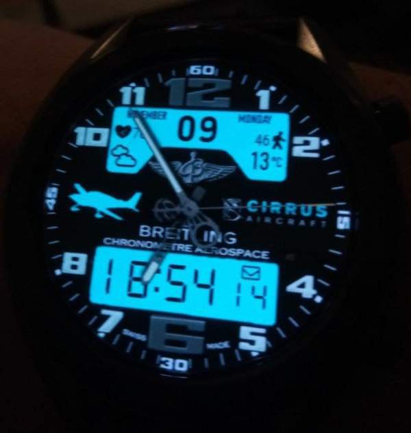 Breitling circus blue hybrid watch face