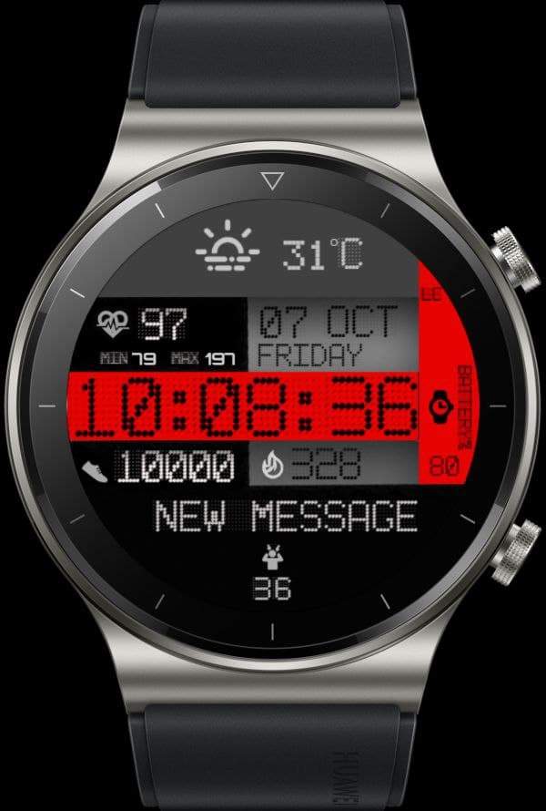 Red and Black dots digital watch face