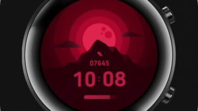 Red moon digital watch face 42mm