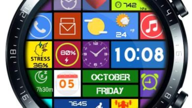 Tiles animated digital watch with many shortcuts