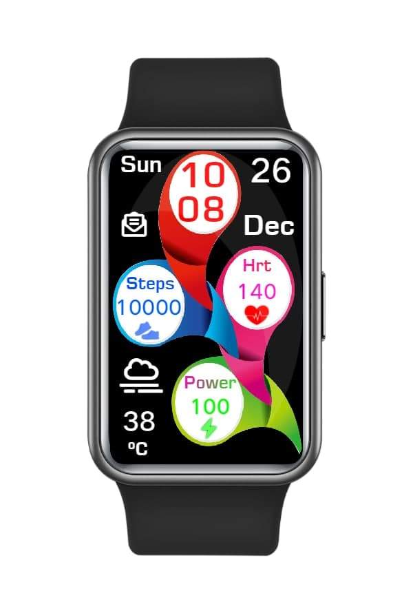 Four circle digital watch face