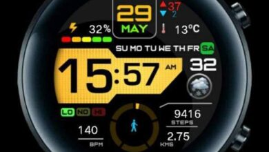 Yellow LCD digital watch face for 42mm