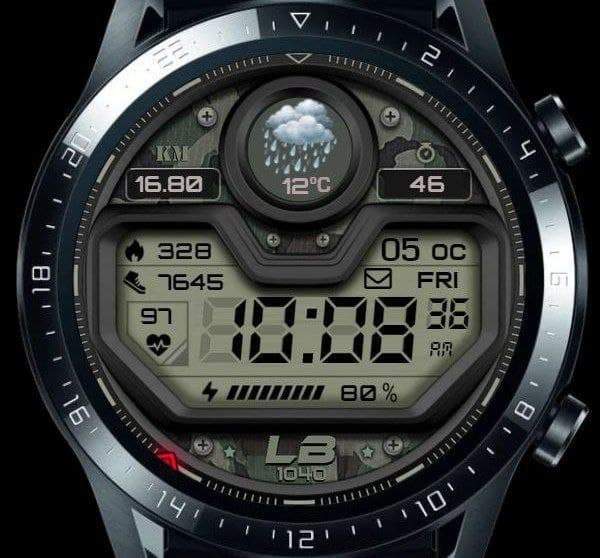 Military style LCD watch face