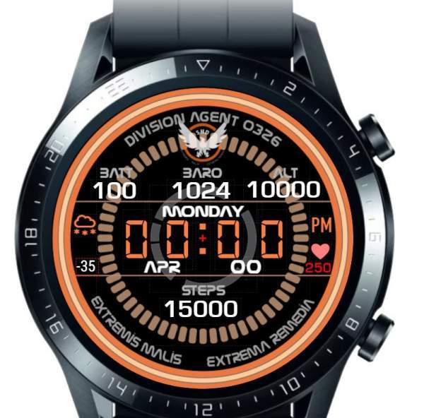 Orange division digital watch face