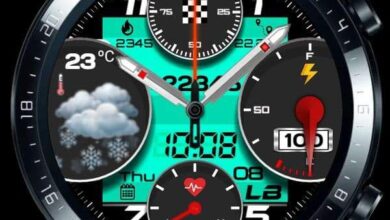 Green big weather digital watch face