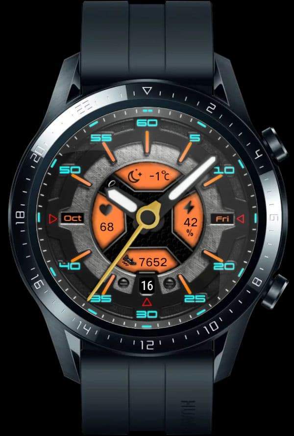 Orange unique digital watch face