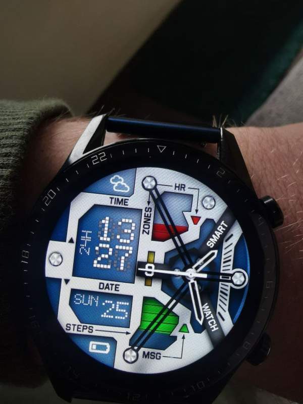 Amazing blue hybrid watch face
