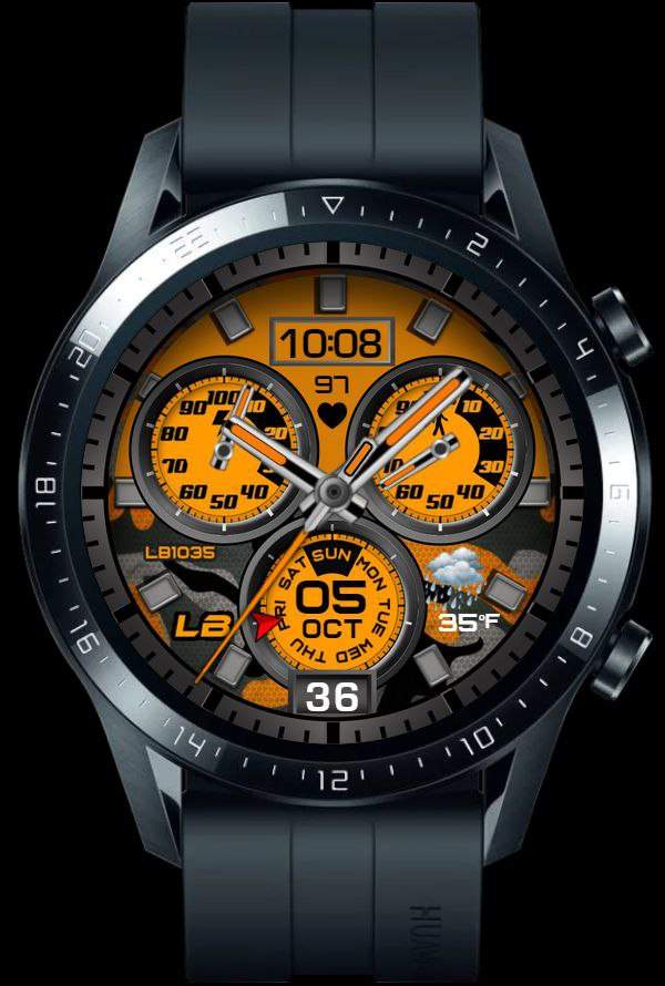 Yellow hybrid watchface 3D design