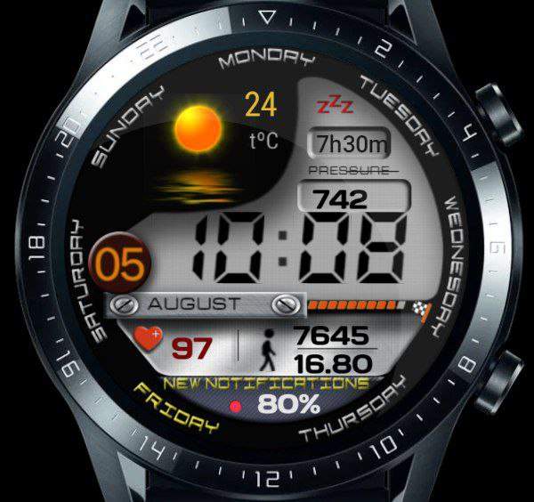 Unique vibrant LCD digital watch face